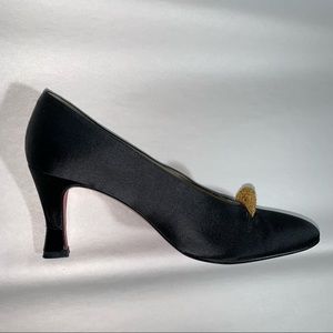 CHRISTIAN LOUBOUTIN size 36 black silk wrapped PUMPS